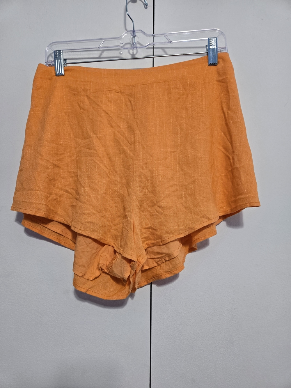NWT Showpo Sherbet Linen‎ Blend Overlay Shorts US 10 Orange Flowy